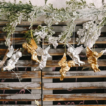 Коледни орнаменти Мини Купидон Ангел Ледени висулки Коледно дърво Висяща украса Златни сребърни ангелски висулки за коледна сватба