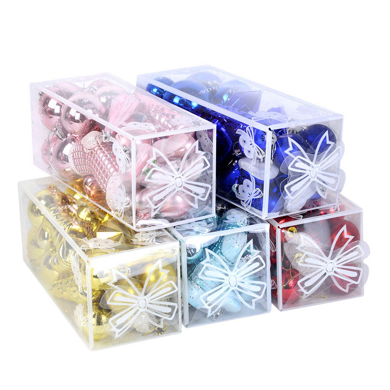 21 бр./кутия Блясък в синьо, розово, коледна топка, висулки, висящи чорапи, коледно дърво, висящи орнаменти, коледна украса за дома Navidad