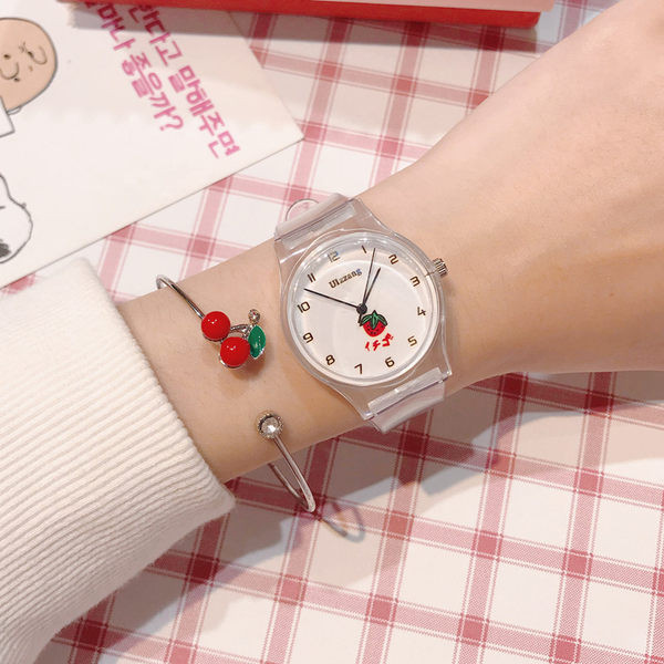 Läbipaistva silikoonrihmaga laste igapäevane käekell