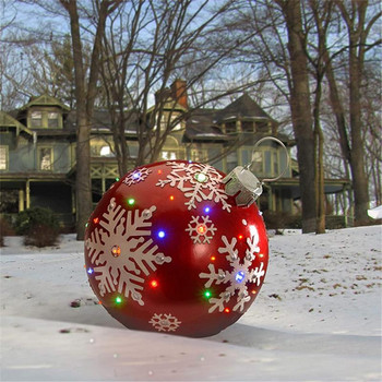 Χριστουγεννιάτικα φουσκωτά 60cm Διακοσμητική μπάλα εξωτερικού χώρου PVC φουσκωτή μπάλα γιγαντιαία διακόσμηση χριστουγεννιάτικου δέντρου Χριστουγεννιάτικα φουσκωτά διακόσμηση μπάλας
