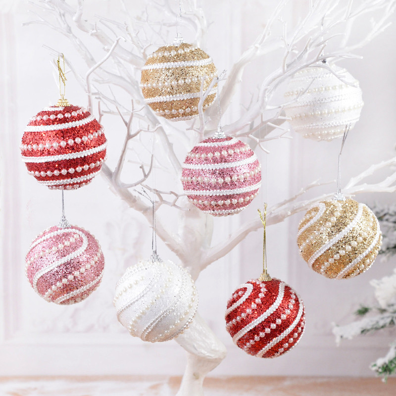 2/4бр. 8CM Коледни топки с пайети Блестяща топка Xmas Tree Висяща пяна Висулка Коледни орнаменти Navidad Decor Новогодишни подаръци