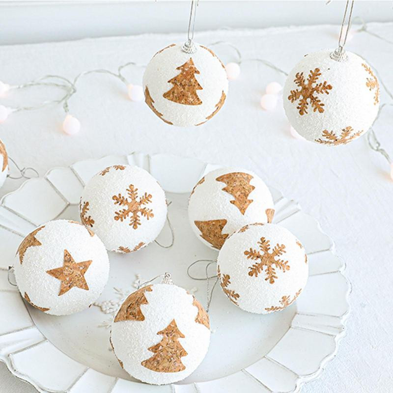 8 см бели коледни топки Орнамент за дърво Коледно дърво с пяна Орнамент Коледни топки Декорации