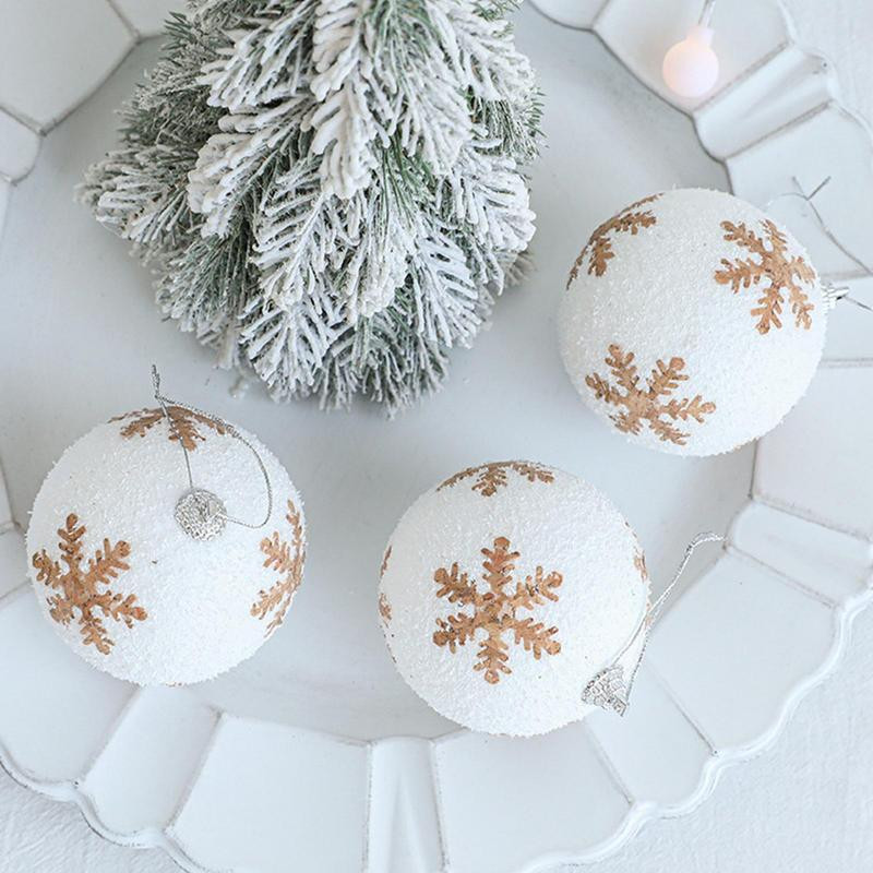 8 см бели коледни топки Орнамент за дърво Коледно дърво с пяна Орнамент Коледни топки Декорации