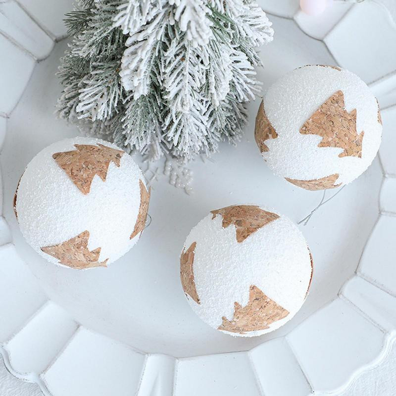 8 см бели коледни топки Орнамент за дърво Коледно дърво с пяна Орнамент Коледни топки Декорации