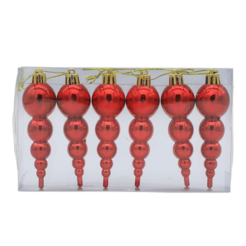 5 бр. Висящи орнаменти с бляскави нечупливи рисувани коледни елхи