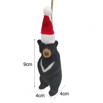 Κρεμαστό κούκλα αρκούδας με χριστουγεννιάτικο καπέλο Polars Bear Grizzly Μοντέλο στολίδια Χαριτωμένο αρκουδάκι Χριστουγεννιάτικο δέντρο κρεμαστή διακόσμηση
