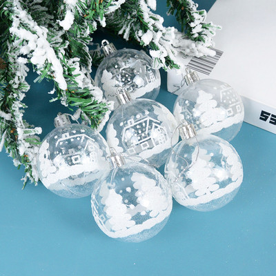6gab 6cm caurspīdīgas baltas Ziemassvētku bumbas Kuloni Ziemassvētku eglītes rotājumi aļņa sniega bumba Ziemassvētkiem mājas rotājums Jaunais gads Noels