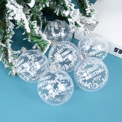 6gab 6cm caurspīdīgas baltas Ziemassvētku bumbas Kuloni Ziemassvētku eglītes rotājumi aļņa sniega bumba Ziemassvētkiem mājas rotājums Jaunais gads Noels