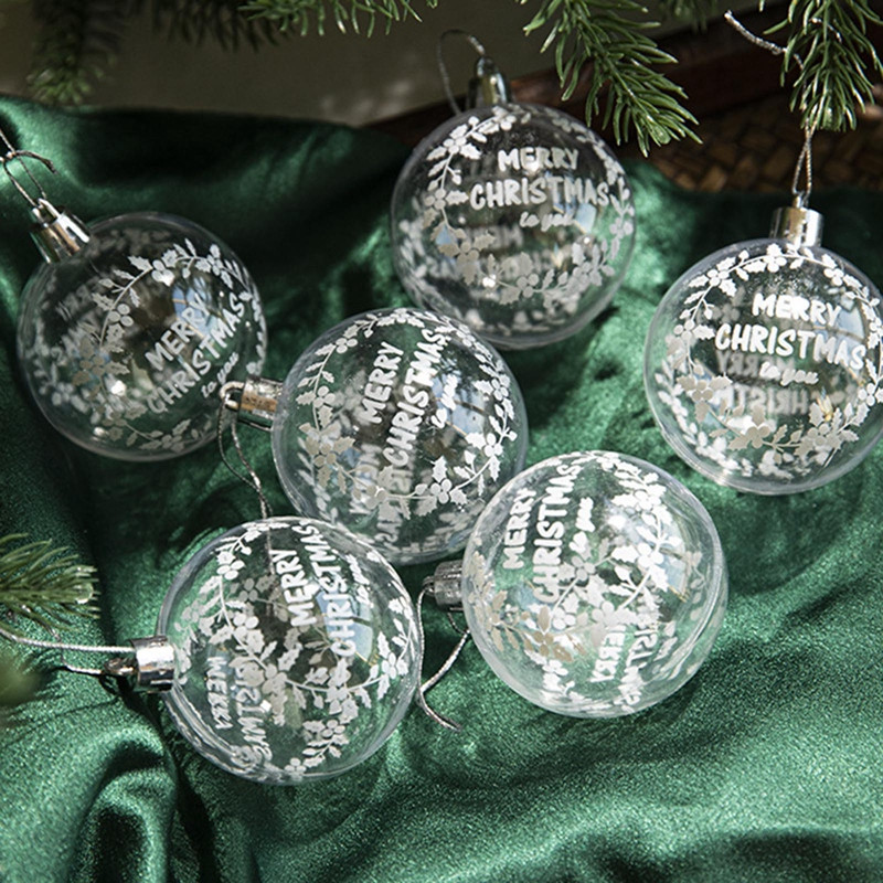 6 бр./компл. Коледна украса Пластмасова ръчно изработена рисувана топка Коледна елха Декорация Висулка Navidad 2023 Весела Коледа Подарък