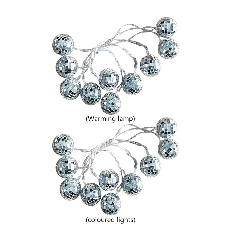 Многофункционални струни LED светлини Огледална топка Диско топка Светлини Сцена Отражение Декорация за домашно парти Сватба Нова година