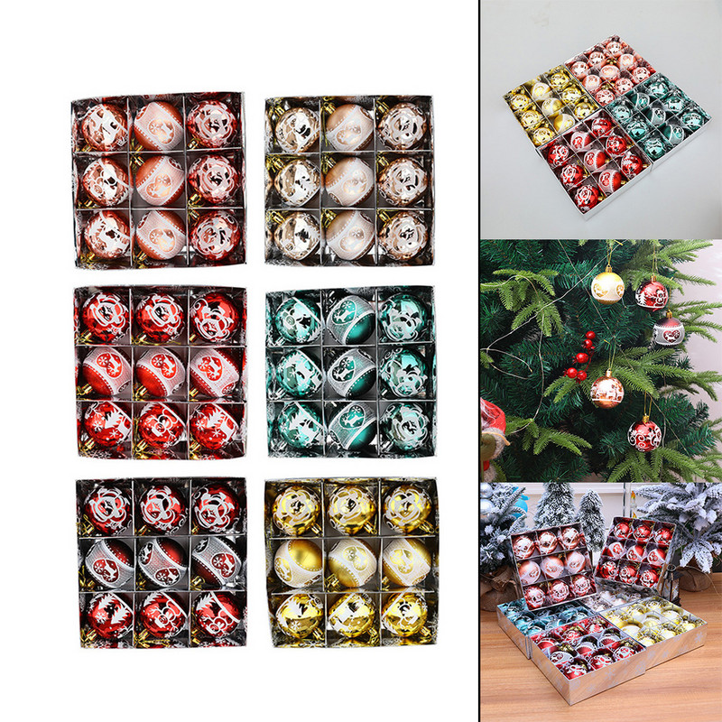 Коледни топки Декоративни топки 6 СМ Диаметър 9 бр. Шампанско злато/злато Висококачествено маслинено зелено/розово злато Коледни декорации