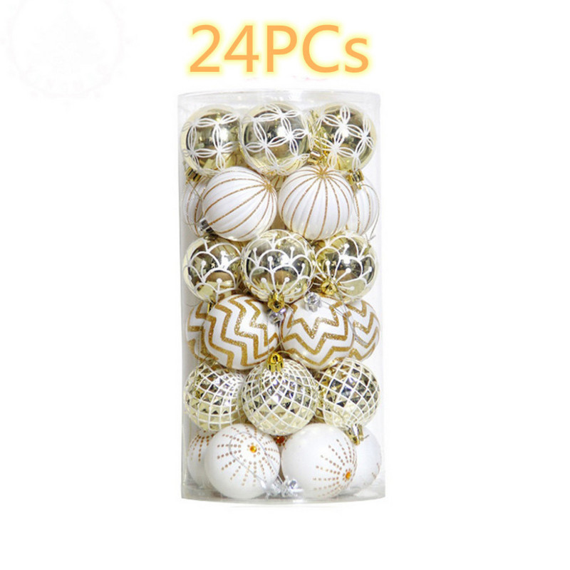 37PCS Коледни орнаменти за Коледа Украси за коледно дърво Топки Декор Лека пластмасова топка Висяща топка Орнамент Подарък