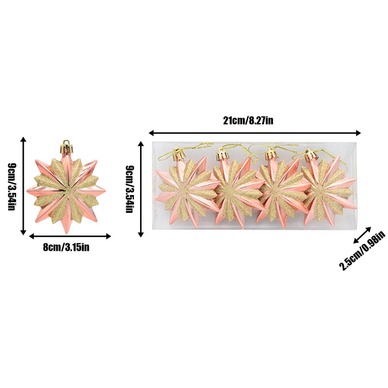 Коледна звезда Орнаменти 16-върха коледна звезда Висулка Коледна елха Висящи декорации Талисмани Висулки Подарък за Коледа