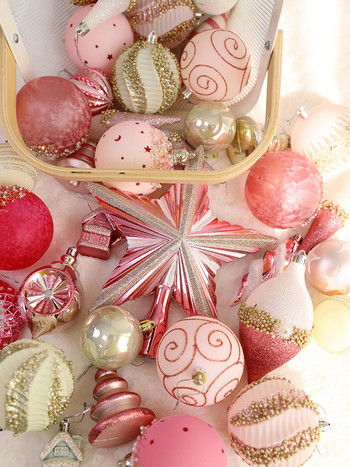 Ροζ Χριστουγεννιάτικο μενταγιόν 2022 Διακόσμηση Χριστουγεννιάτικου πάρτι Διακοσμήσεις χριστουγεννιάτικου δέντρου Κρεμαστά στολίδια Πρωτοχρονιάτικα δώρα