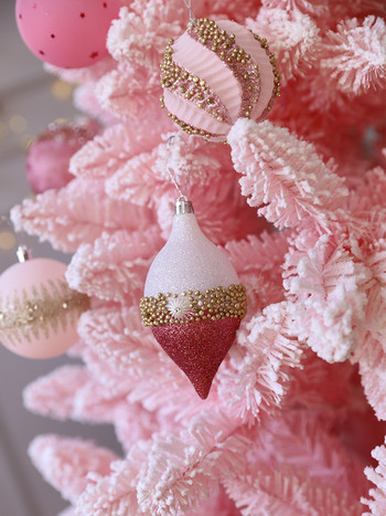 Ροζ Χριστουγεννιάτικο μενταγιόν 2022 Διακόσμηση Χριστουγεννιάτικου πάρτι Διακοσμήσεις χριστουγεννιάτικου δέντρου Κρεμαστά στολίδια Πρωτοχρονιάτικα δώρα