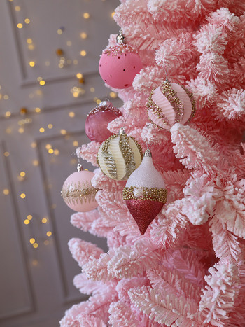 Pink Xmas Pendant 2022 Коледна украса за парти Украси за коледно дърво Висящи орнаменти Новогодишни подаръци
