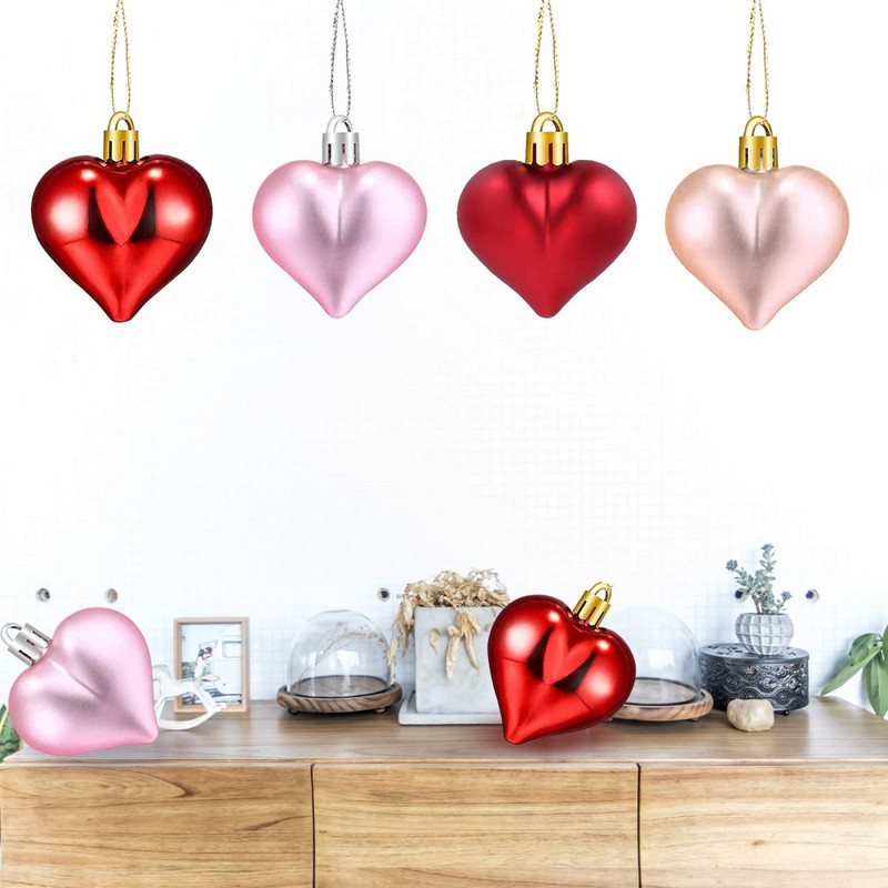 60Pcs Glitter Heart Star Висулка Коледна елха Аксесоари за окачване Декорации за дома Направи си сам Фестивал на Свети Валентин Парти орнамент