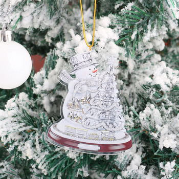 Коледна украса Снежен човек Дърво Висулки Творчески акрилни декоративни висящи орнаменти Декорации на селска къща Етикети за подарък