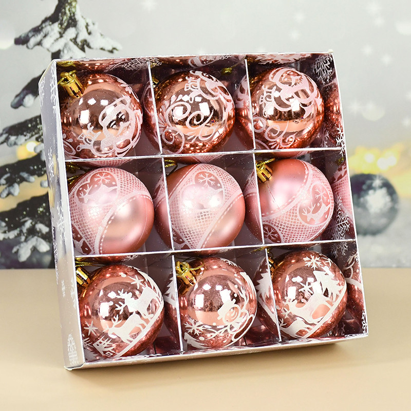 6cm 9tk Roosikuldsed jõulupallid Kaunistus jõulupuu rippuvad kaunistused Noel Navidad 2023 Kingitused jõulukaunistus koju