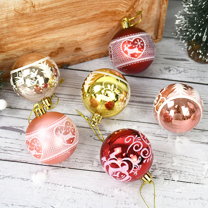 6cm 9tk Roosikuldsed jõulupallid Kaunistus jõulupuu rippuvad kaunistused Noel Navidad 2023 Kingitused jõulukaunistus koju