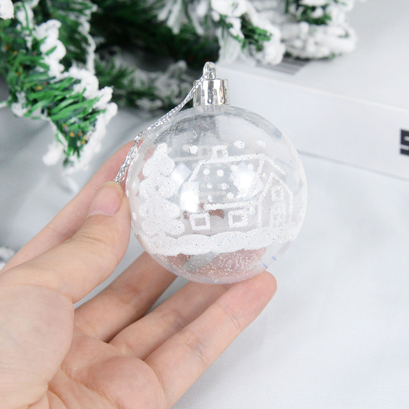6 бр. 6 см прозрачни пластмасови коледни топки Коледно дърво Висящи орнаменти Коледно парти Нова година 2023 Декорация на дома Navidad