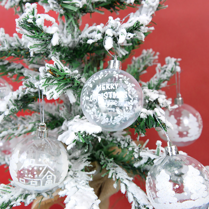 6 бр. 6 см прозрачни пластмасови коледни топки Коледно дърво Висящи орнаменти Коледно парти Нова година 2023 Декорация на дома Navidad
