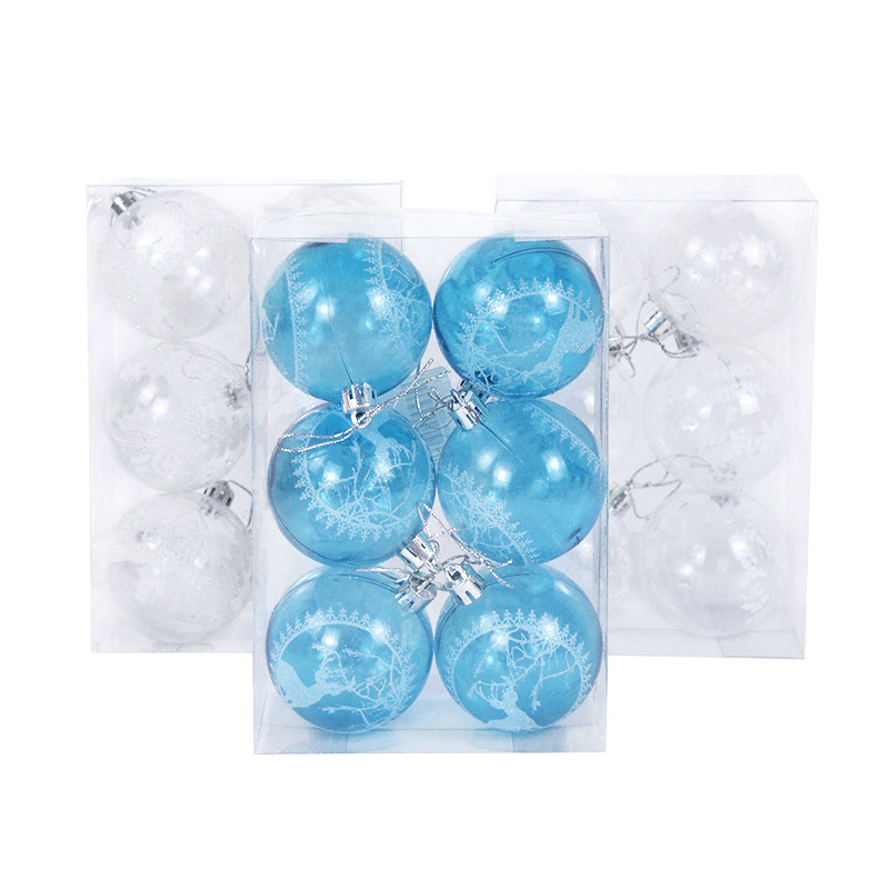 6 бр. 6 см прозрачни пластмасови коледни топки Коледно дърво Висящи орнаменти Коледно парти Нова година 2023 Декорация на дома Navidad