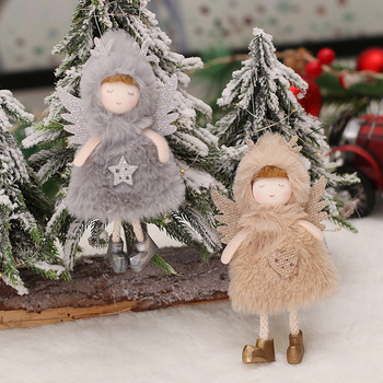 Крилат плюшен ангел момиче кукла висулка Коледна елха Висящ орнамент Ръчно изработена занаятчийска коледна украса Новогодишна играчка за коледен подарък