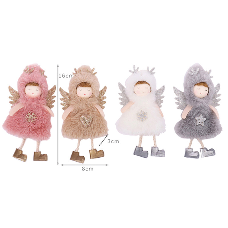 Крилат плюшен ангел момиче кукла висулка Коледна елха Висящ орнамент Ръчно изработена занаятчийска коледна украса Новогодишна играчка за коледен подарък