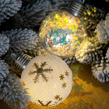 Χριστουγεννιάτικο μενταγιόν με χριστουγεννιάτικη μπάλα με νιφάδα χιονιού Λαμπερό γκλίτερ μπαλάκι μπιχλιμπίδι φωτάκια Χριστουγεννιάτικα στολίδια Κρεμαστά στολίδια Χριστουγεννιάτικα δέντρα Noel