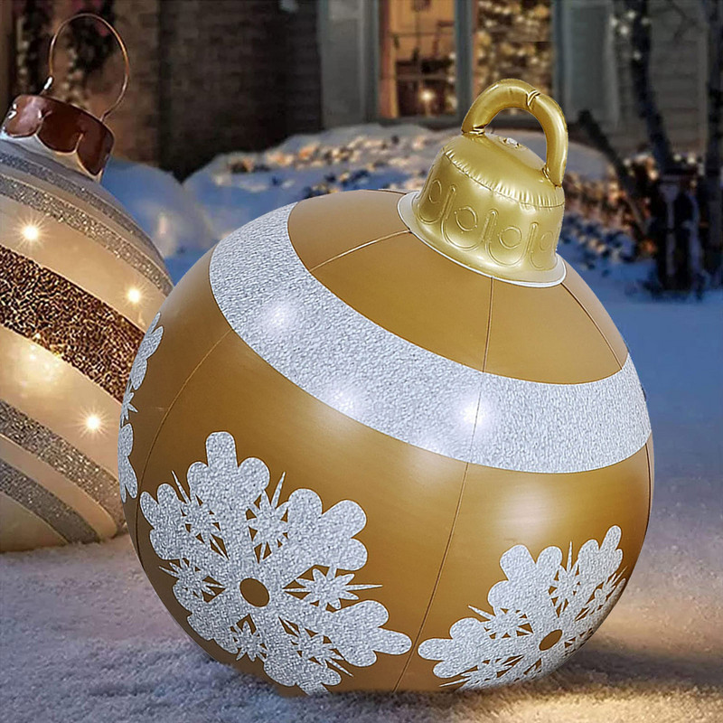 Надуваема коледна топка 2021 г. Нова коледна надуваема декорирана топка на открито, изработена от PVC 23,6 инча Гигантска коледна надуваема