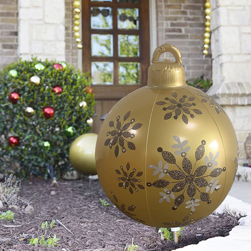 Надуваема коледна топка 2021 г. Нова коледна надуваема декорирана топка на открито, изработена от PVC 23,6 инча Гигантска коледна надуваема