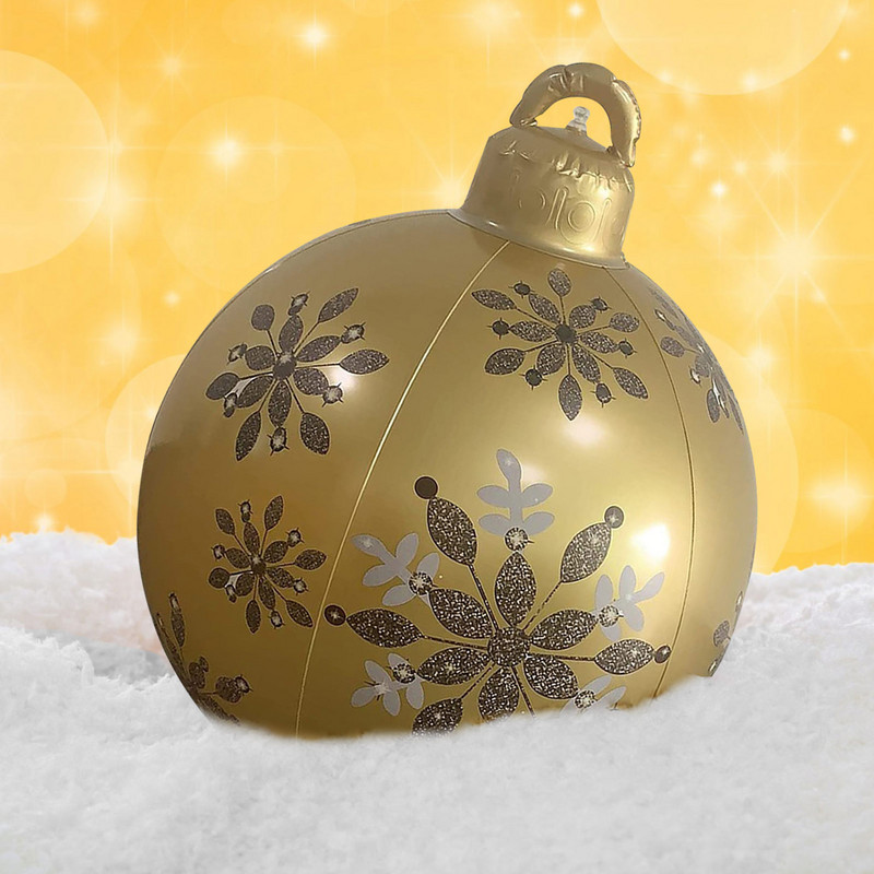 Надуваема коледна топка 2021 г. Нова коледна надуваема декорирана топка на открито, изработена от PVC 23,6 инча Гигантска коледна надуваема