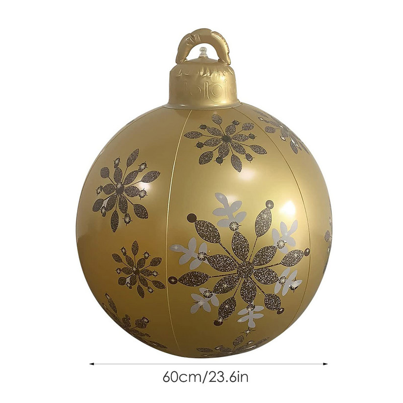 Надуваема коледна топка 2021 г. Нова коледна надуваема декорирана топка на открито, изработена от PVC 23,6 инча Гигантска коледна надуваема