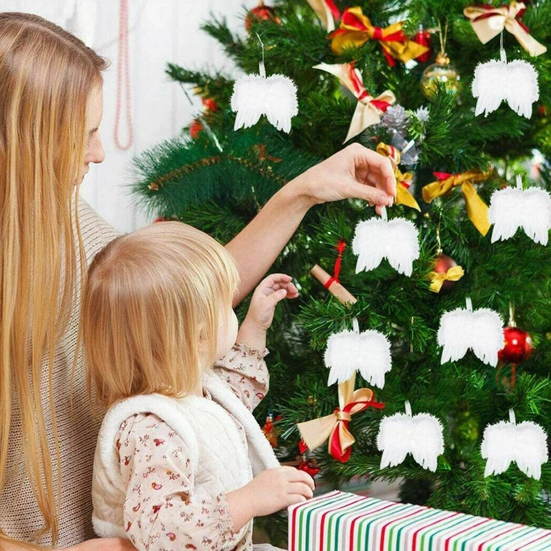 Augstas kvalitātes Ziemassvētku spalvu spārns jauks eņģelis Ziemassvētku eglītes rotājums Vintage DIY piekarināms dekors Mājas/ballīte/kāzas