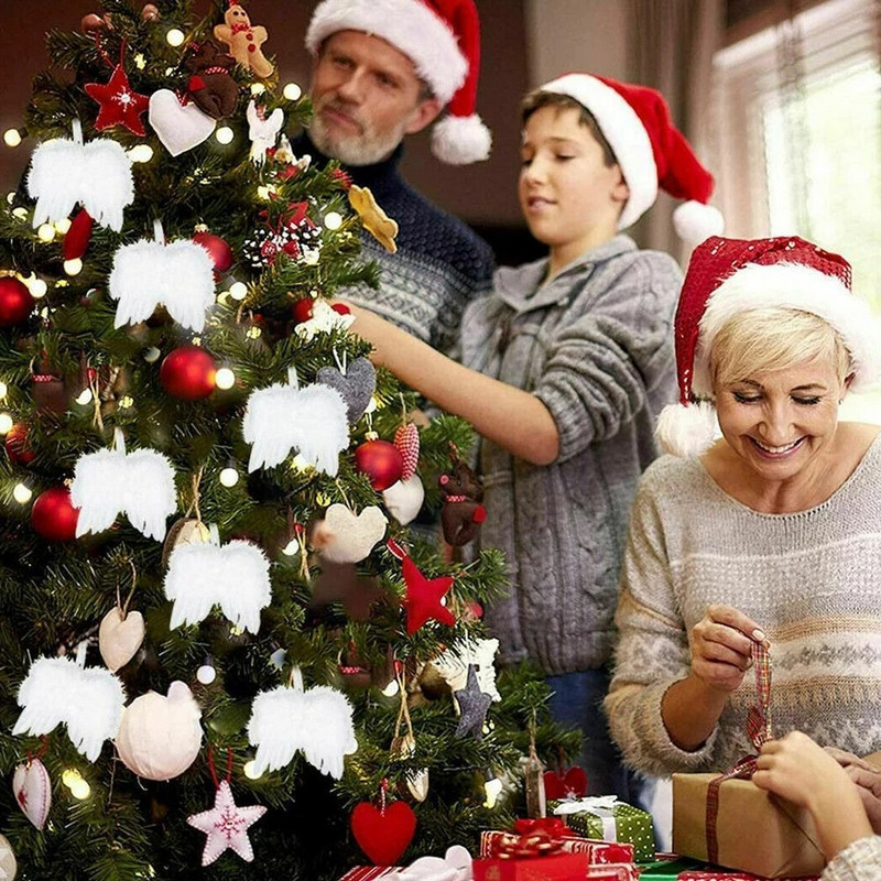 Augstas kvalitātes Ziemassvētku spalvu spārns jauks eņģelis Ziemassvētku eglītes rotājums Vintage DIY piekarināms dekors Mājas/ballīte/kāzas