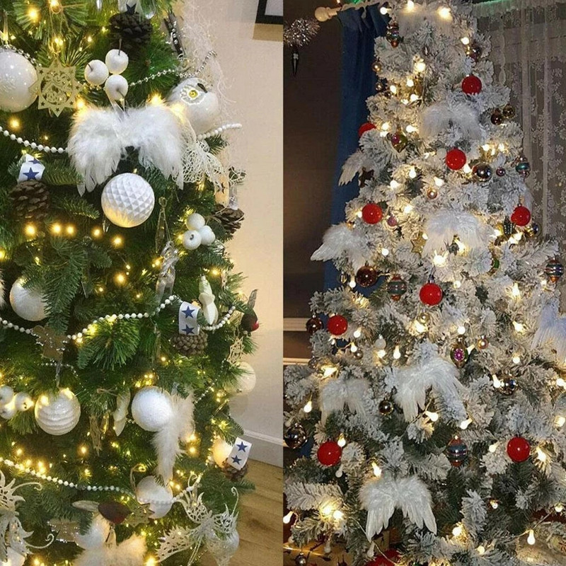 Augstas kvalitātes Ziemassvētku spalvu spārns jauks eņģelis Ziemassvētku eglītes rotājums Vintage DIY piekarināms dekors Mājas/ballīte/kāzas