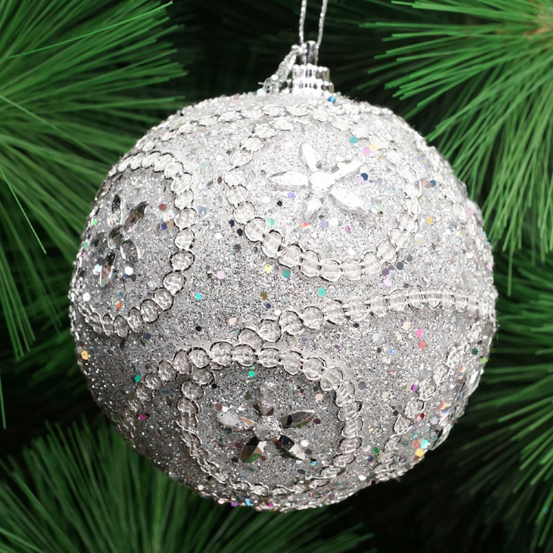 8CM Весела Коледа Блестящи топки с кристали Коледна елха Висящи декорации за дома Нова година Коледно парти Топки Орнаменти