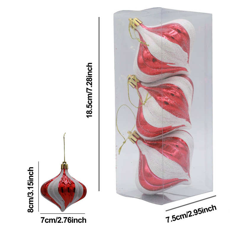 3PCs Лучени топки Украса за коледна елха | Лучена топка с висулка Лучена топка Дизайн на коледна топка Висящи декорации