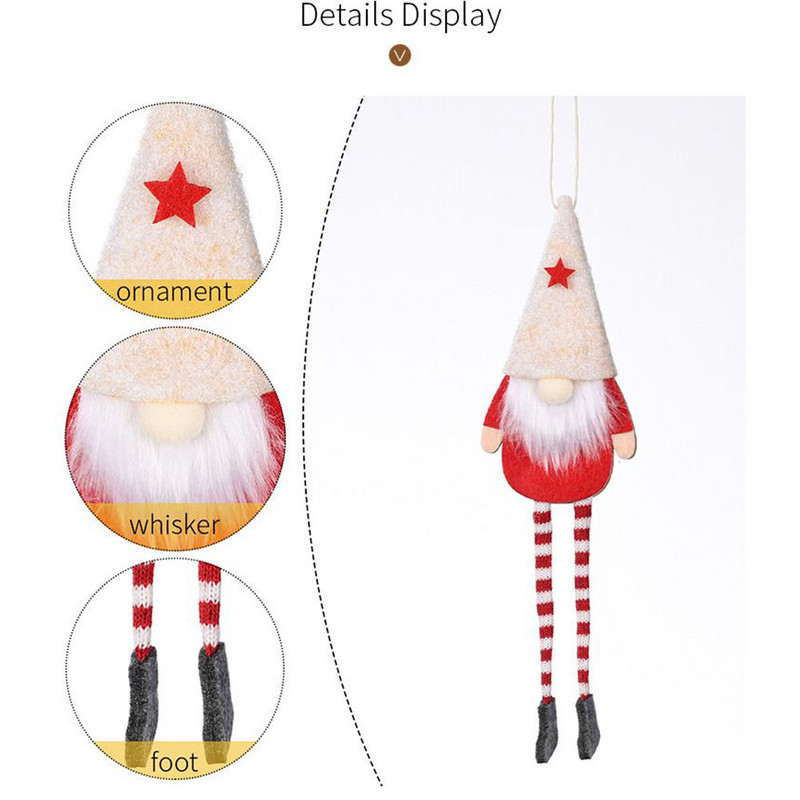 Коледен гном Безлика кукла Pendnat Xmas Tree Висящ орнамент за дома Коледа 2023 Нова година Navidad Детски подарък Весела Коледа