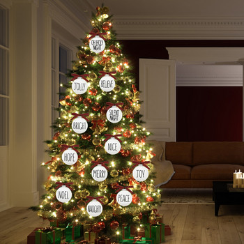 12 τμχ Λευκό φιόγκο Noel Ball Διακοσμητικό χριστουγεννιάτικο δέντρο για χαρούμενα χριστουγεννιάτικα πάρτι Χριστουγεννιάτικες μπάλες Joy Bauble 2023 Πρωτοχρονιάτικο Στολίδι