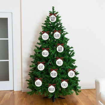 12 τμχ Λευκό φιόγκο Noel Ball Διακοσμητικό χριστουγεννιάτικο δέντρο για χαρούμενα χριστουγεννιάτικα πάρτι Χριστουγεννιάτικες μπάλες Joy Bauble 2023 Πρωτοχρονιάτικο Στολίδι