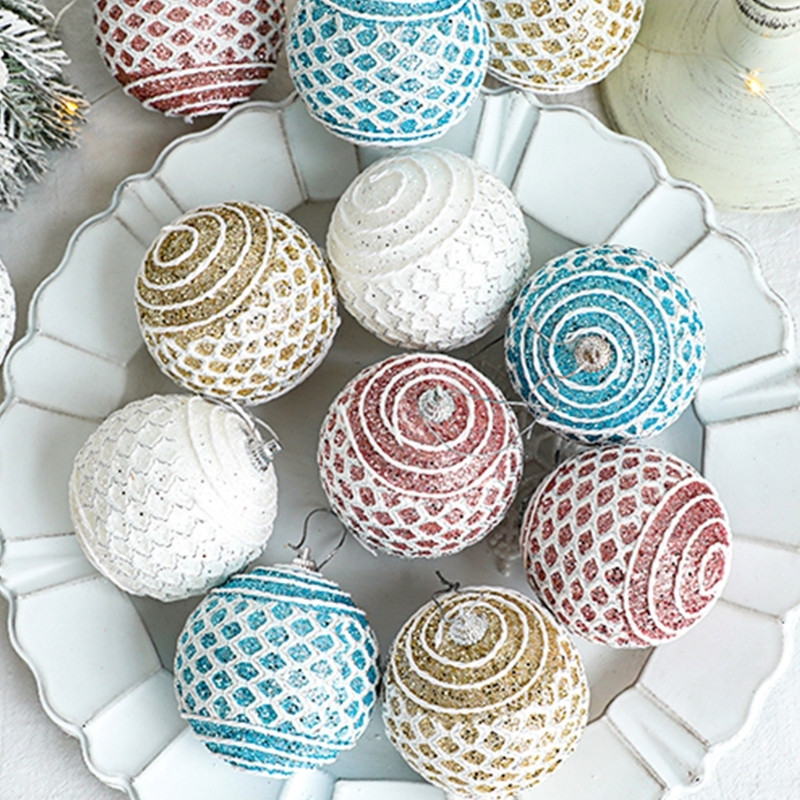 3,15-инчови орнаменти за коледни топки Решетка с бляскава топка от пяна Дърво, висящи безделници