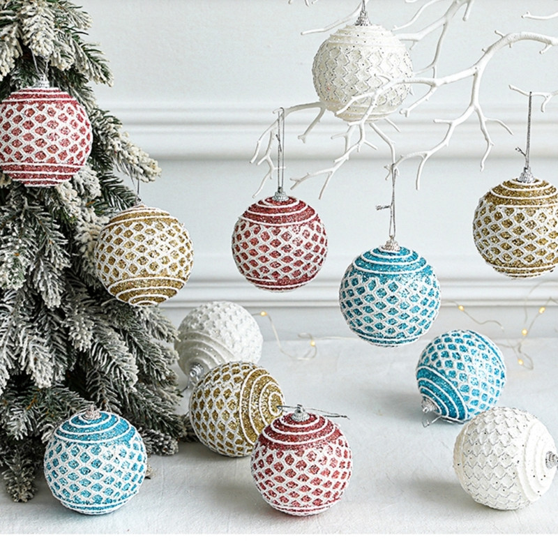3,15-инчови орнаменти за коледни топки Решетка с бляскава топка от пяна Дърво, висящи безделници