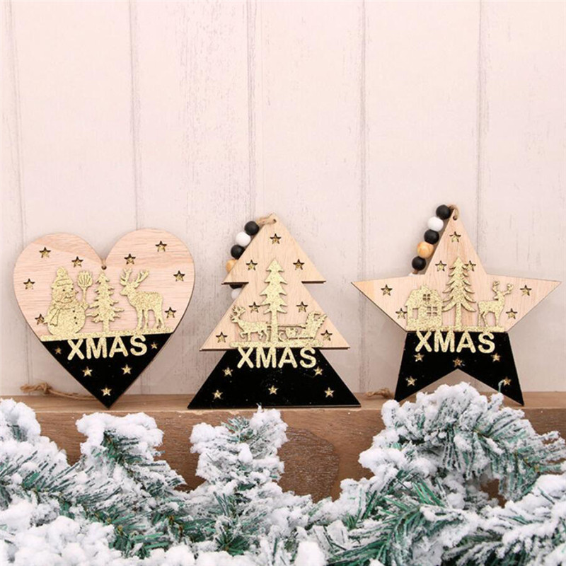 Новогодишен декор Висулки Дървени коледни елхи Висулки Висящи занаяти Коледен декор Домашна украса за сватбено тържество