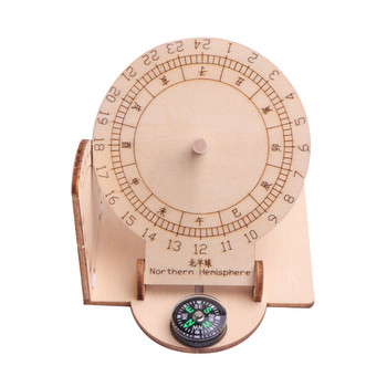 1бр Екваториален слънчев часовник Дървен научен модел Направи си сам учебно помагало Образователни играчки за деца