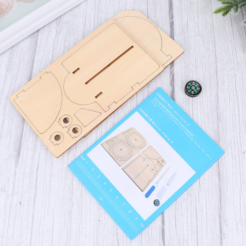 1бр Екваториален слънчев часовник Дървен научен модел Направи си сам учебно помагало Образователни играчки за деца