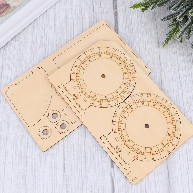 1бр Екваториален слънчев часовник Дървен научен модел Направи си сам учебно помагало Образователни играчки за деца