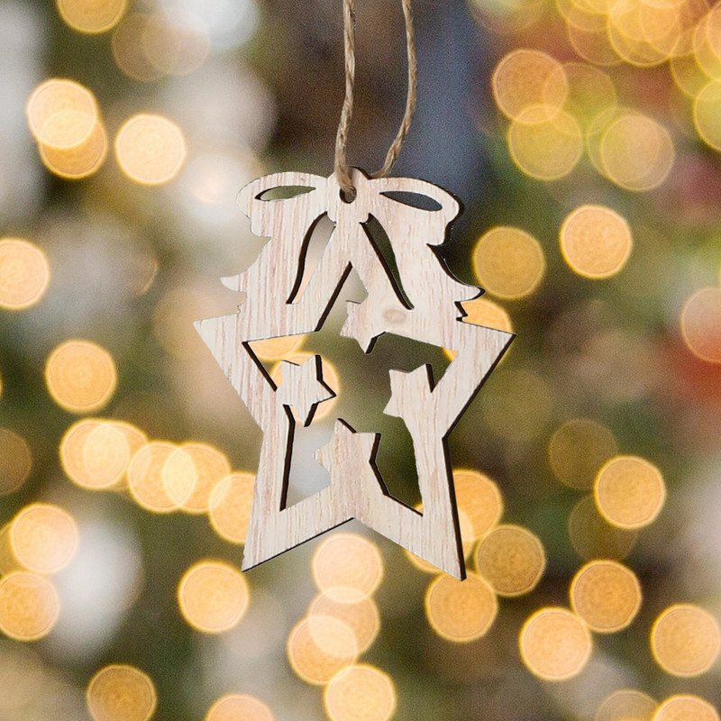 3 gab. DIY koka Priecīgus Ziemassvētku kulons ziemeļvalstu stila logu pārģērbšanai bērniem ar pietiekamu izturību un stingrību