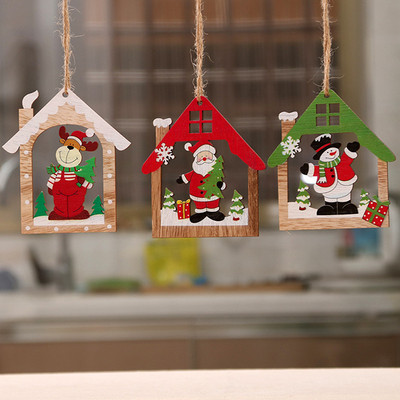 2023 Коледни украси Дървени занаяти Издълбана коледна елха Малки висулки Коледни украси